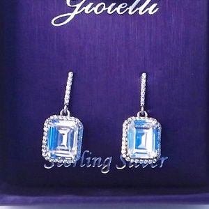 Gioielli Sterling Silver Square Dangle/Drop CZ Earrings